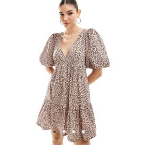 Nobody’s Child Vienna Puff Sleeve Mini Dress Ditsy Floral Multi Size 8‎